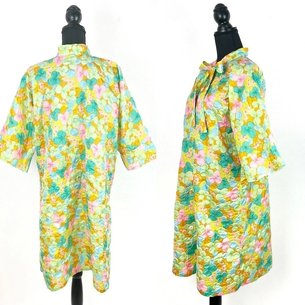 Women's Handmade Housedress Bright Bold Floral